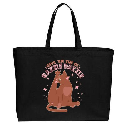 Funny Cat Give Em The Ol Razzle Dazzle Cotton Canvas Jumbo Tote