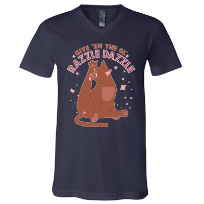 Funny Cat Give Em The Ol Razzle Dazzle V-Neck T-Shirt