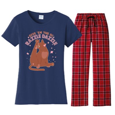 Funny Cat Give Em The Ol Razzle Dazzle Women's Flannel Pajama Set