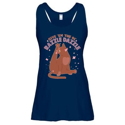 Funny Cat Give Em The Ol Razzle Dazzle Ladies Essential Flowy Tank