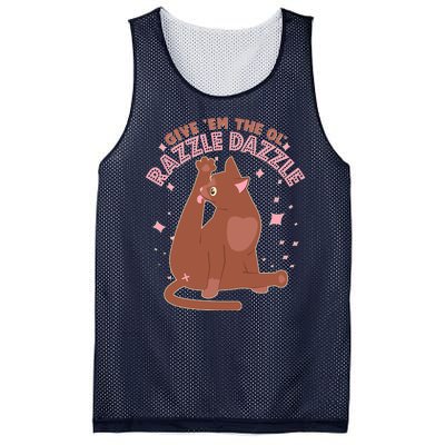 Funny Cat Give Em The Ol Razzle Dazzle Mesh Reversible Basketball Jersey Tank