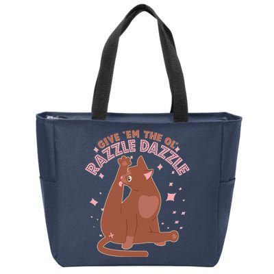 Funny Cat Give Em The Ol Razzle Dazzle Zip Tote Bag