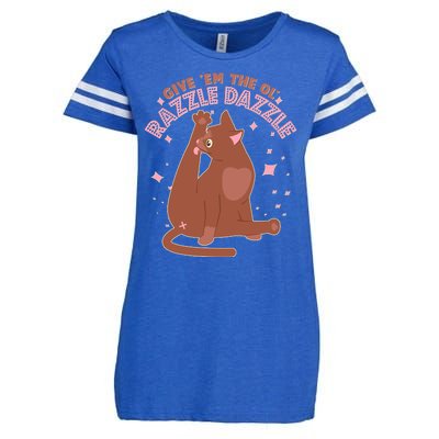 Funny Cat Give Em The Ol Razzle Dazzle Enza Ladies Jersey Football T-Shirt