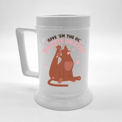 Funny Cat Give Em The Ol Razzle Dazzle Beer Stein