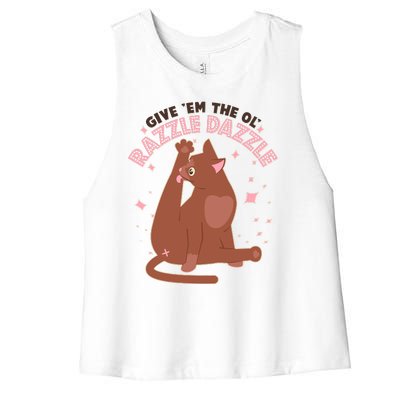 Funny Cat Give Em The Ol Razzle Dazzle Women's Racerback Cropped Tank