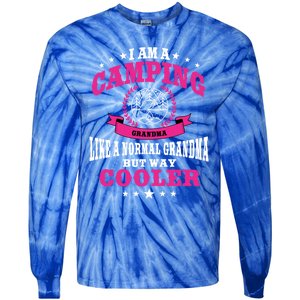 Funny Camping Grandma Saying Summer Camp Gift Tie-Dye Long Sleeve Shirt