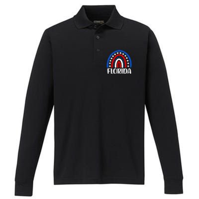 Florida Cool Gift I Love Florida Usa Gift Performance Long Sleeve Polo