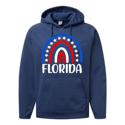 Florida Cool Gift I Love Florida Usa Gift Performance Fleece Hoodie