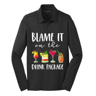 Funny Cruise Gifts Blame It On The Drink Package Silk Touch Performance Long Sleeve Polo