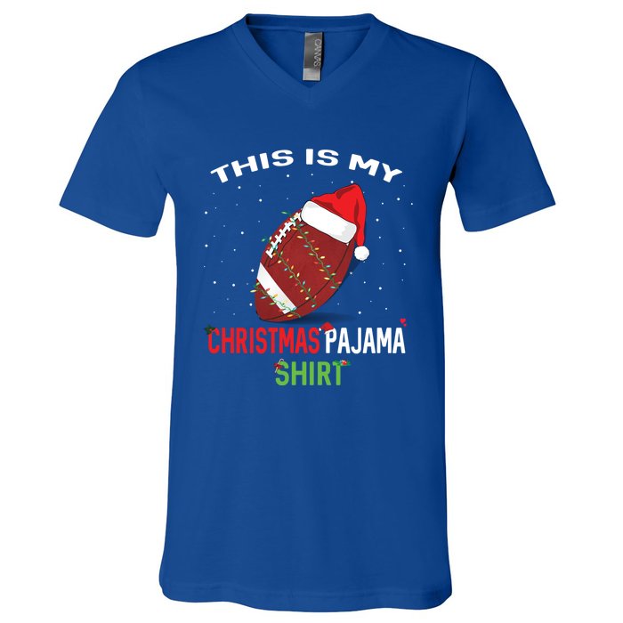 Football Christmas Gift Pajama Tee Family Matching 2020 Funny Gift V-Neck T-Shirt