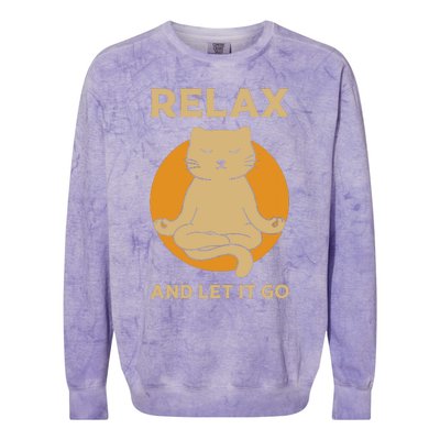 Funny Cat Graphic Yoga Zen Meditation Colorblast Crewneck Sweatshirt