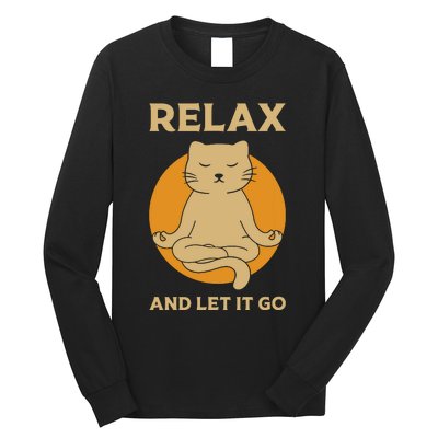 Funny Cat Graphic Yoga Zen Meditation Long Sleeve Shirt