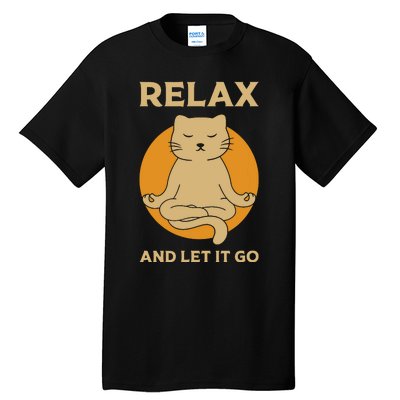 Funny Cat Graphic Yoga Zen Meditation Tall T-Shirt