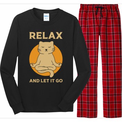 Funny Cat Graphic Yoga Zen Meditation Long Sleeve Pajama Set