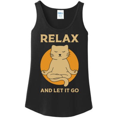 Funny Cat Graphic Yoga Zen Meditation Ladies Essential Tank