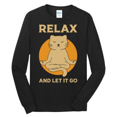 Funny Cat Graphic Yoga Zen Meditation Tall Long Sleeve T-Shirt