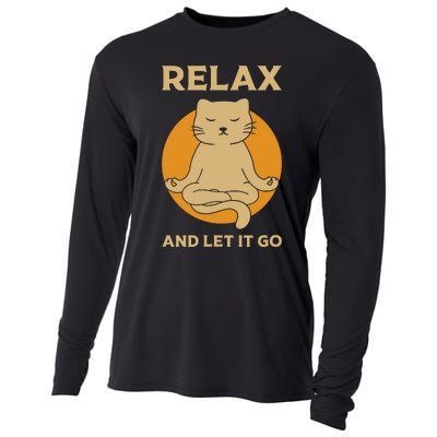 Funny Cat Graphic Yoga Zen Meditation Cooling Performance Long Sleeve Crew