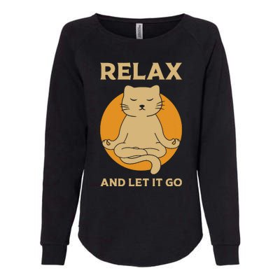 Funny Cat Graphic Yoga Zen Meditation Womens California Wash Sweatshirt