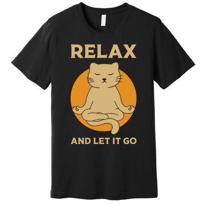 Funny Cat Graphic Yoga Zen Meditation Premium T-Shirt