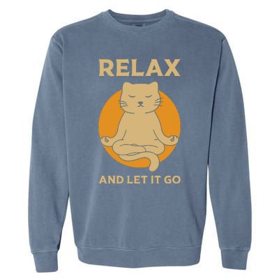 Funny Cat Graphic Yoga Zen Meditation Garment-Dyed Sweatshirt