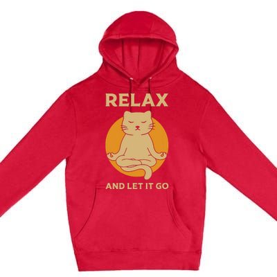 Funny Cat Graphic Yoga Zen Meditation Premium Pullover Hoodie