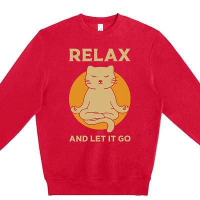 Funny Cat Graphic Yoga Zen Meditation Premium Crewneck Sweatshirt