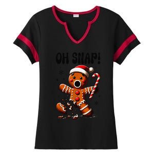 Funny Christmas Gingerbread Man Oh Snap Pajama Xmas Ladies Halftime Notch Neck Tee