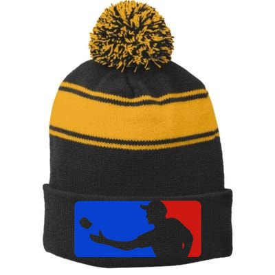 Funny Cornhole Gift For  Bean Bag Toss Game Players Stripe Pom Pom Beanie