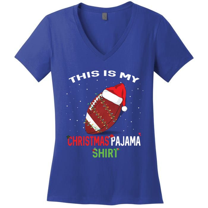 Football Christmas Gift Pajama Tee Family Matching 2020 Funny Gift Women's V-Neck T-Shirt