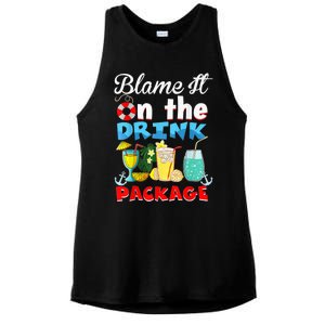 Funny Cruise Gifts Blame It On The Drink Package Summer Ladies PosiCharge Tri-Blend Wicking Tank