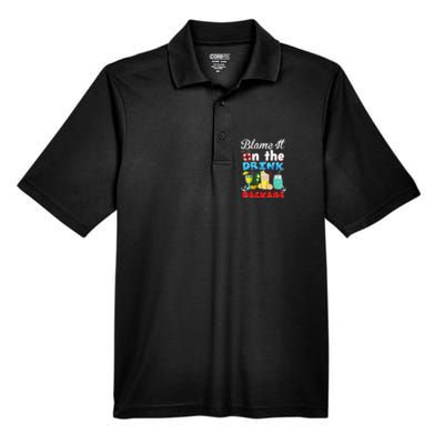 Funny Cruise Gifts Blame It On The Drink Package Summer Men's Origin Performance Pique Polo