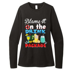 Funny Cruise Gifts Blame It On The Drink Package Summer Womens CVC Long Sleeve Shirt