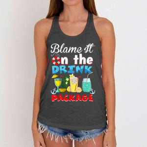 Funny Cruise Gifts Blame It On The Drink Package Summer Women's Knotted Racerback Tank