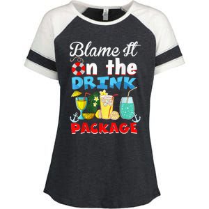 Funny Cruise Gifts Blame It On The Drink Package Summer Enza Ladies Jersey Colorblock Tee