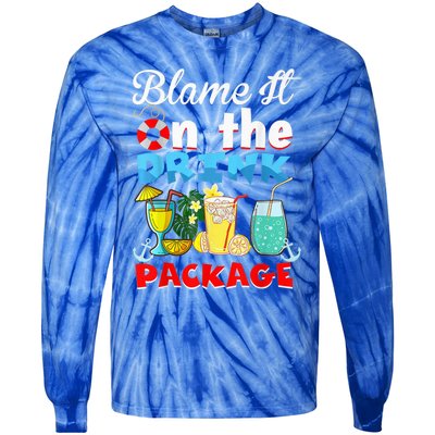 Funny Cruise Gifts Blame It On The Drink Package Summer Tie-Dye Long Sleeve Shirt