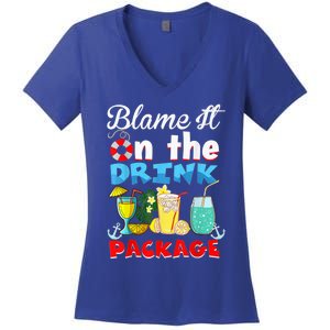 Funny Cruise Gifts Blame It On The Drink Package Summer Women's V-Neck T-Shirt