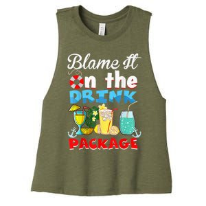 Funny Cruise Gifts Blame It On The Drink Package Summer Women's Racerback Cropped Tank