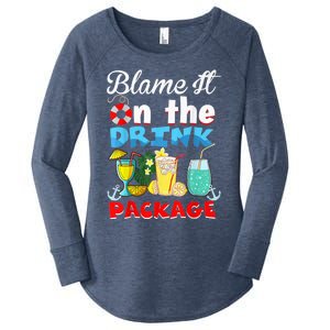 Funny Cruise Gifts Blame It On The Drink Package Summer Women's Perfect Tri Tunic Long Sleeve Shirt