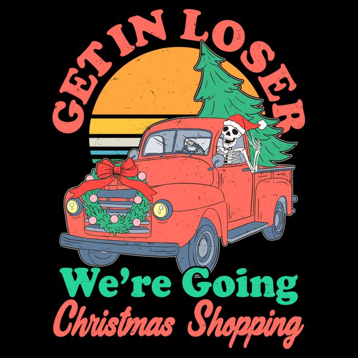 Funny Christmas Get In Loser Were Going Christmas Shopping Skeleton Wool Snapback Cap