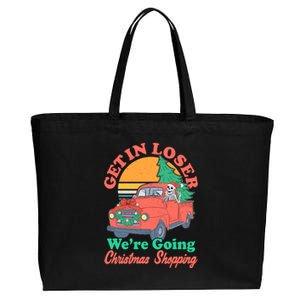 Funny Christmas Get In Loser Were Going Christmas Shopping Skeleton Cotton Canvas Jumbo Tote