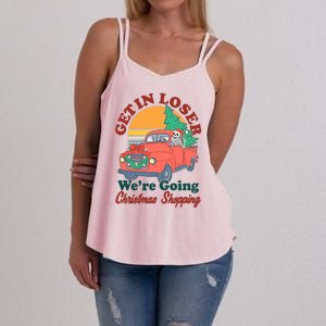 Funny Christmas Get In Loser Were Going Christmas Shopping Skeleton Women's Strappy Tank