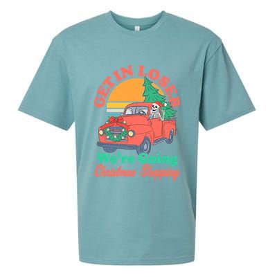 Funny Christmas Get In Loser Were Going Christmas Shopping Skeleton Sueded Cloud Jersey T-Shirt