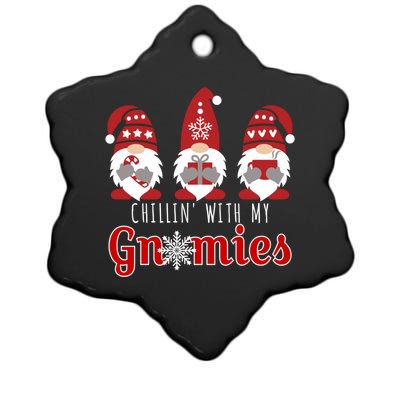 Funny Christmas Gnome Gift Three Gnomes Chillin With My Gnomies Ceramic Star Ornament