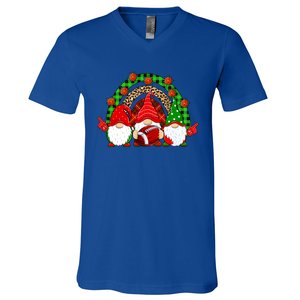 Football Christmas Gnomes Football Player Xmas Party Cool Gift V-Neck T-Shirt