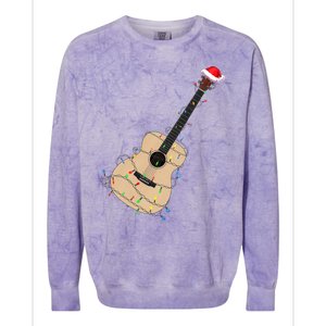 Funny Christmas Guitar Tree Xmas Guitarist Gift Colorblast Crewneck Sweatshirt