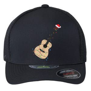 Funny Christmas Guitar Tree Xmas Guitarist Gift Flexfit Unipanel Trucker Cap