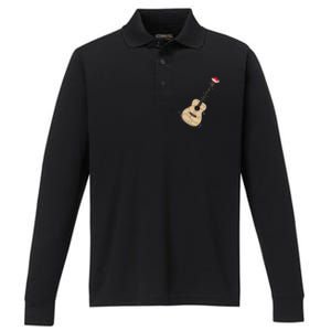 Funny Christmas Guitar Tree Xmas Guitarist Gift Performance Long Sleeve Polo