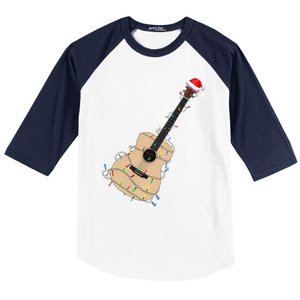 Funny Christmas Guitar Tree Xmas Guitarist Gift Baseball Sleeve Shirt