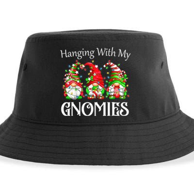 Funny Christmas Gnome Hanging With My Gnomies Family Pajamas Sustainable Bucket Hat