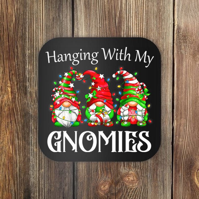 Funny Christmas Gnome Hanging With My Gnomies Family Pajamas Coaster